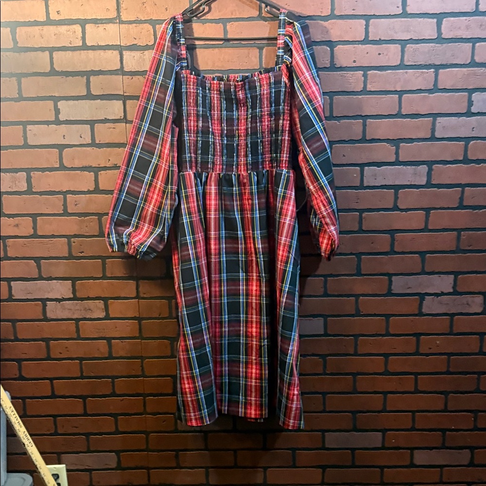 Draper James Red and Blue Plaid Maxi Dress